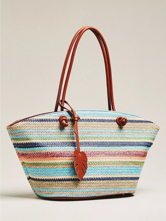 Anthropologie Handbags - NWT Anthropologie Aota Jessica Raffia Tote Bag Blue